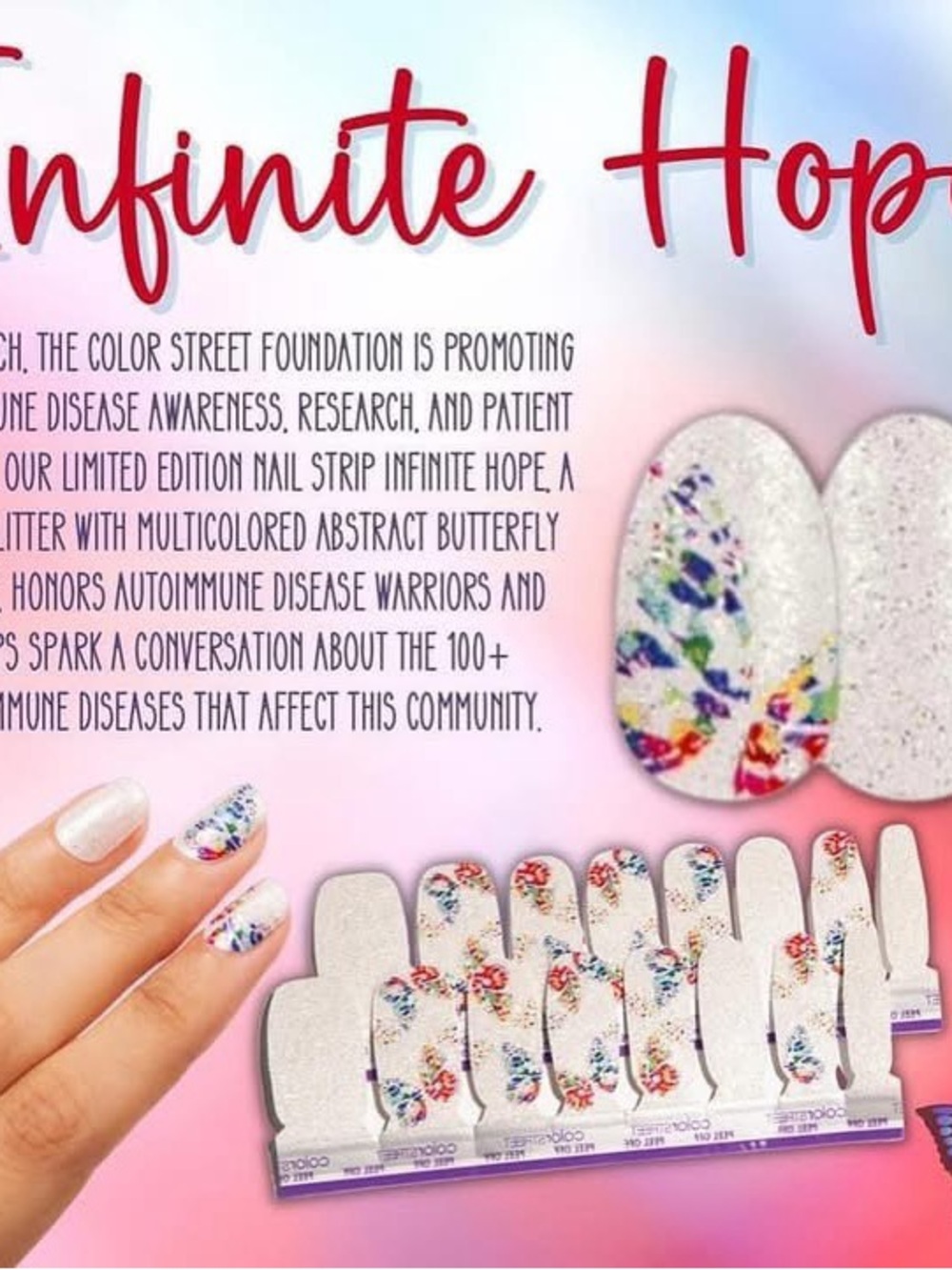 Color Street Mint Green Glitter Nail Strips INFINITE HOPE Rare Discontinued New